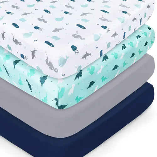 Vista 13 de Funda para Cambiador para Niñas Paquete de 4, Funda para Mesa Cambiadora Cómoda y Transpirable para Almohadillas de Mesa Cambiadora de 32''x16