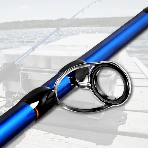 Vista 2 de Fiblink Caña de pescar giratoria de agua salada de 2 piezas, caña de pescar portátil de grafito en alta mar (7 pies)