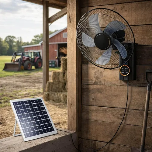 Ventilador solar de montaje en pared de 16 pulgadas, ventilador solar para exteriores, con control remoto, ventilador oscilante de 3 velocidades