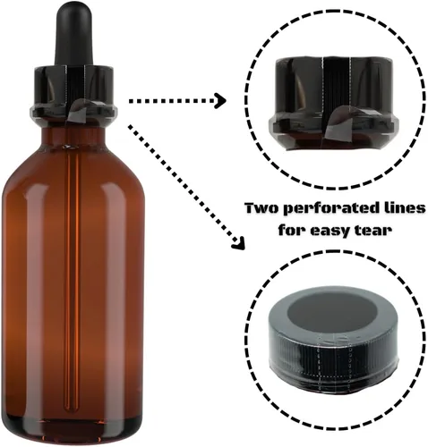 Vista 4 de Bandas retráctiles perforadas transparentes de 38 x 56 mm para botellas Boston redondas pequeñas, viales, botellas cuentagotas, botellas