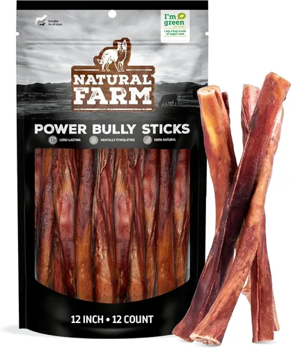 Vista 10 de Natural Farm - Palitos masticables Power Bully para perros (2-3”, bolsa de 1 libra), masticables 2 en 1: Mejillas de res premium envueltas en pizzle