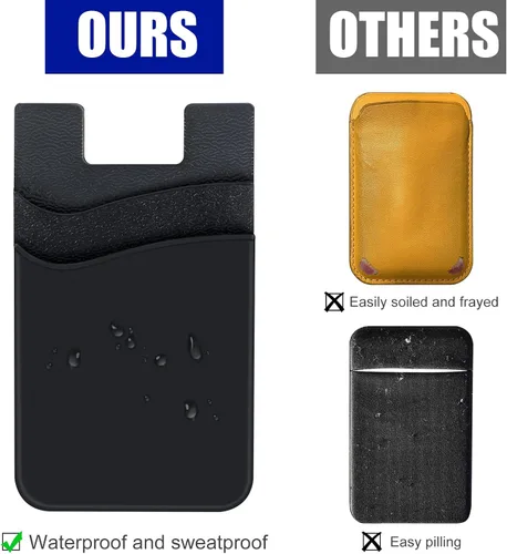 Vista 5 de Paquete de 2 carteras para teléfono, tarjetero de silicona para tarjetas de crédito, doble bolsillo para la parte posterior de la funda del teléfono