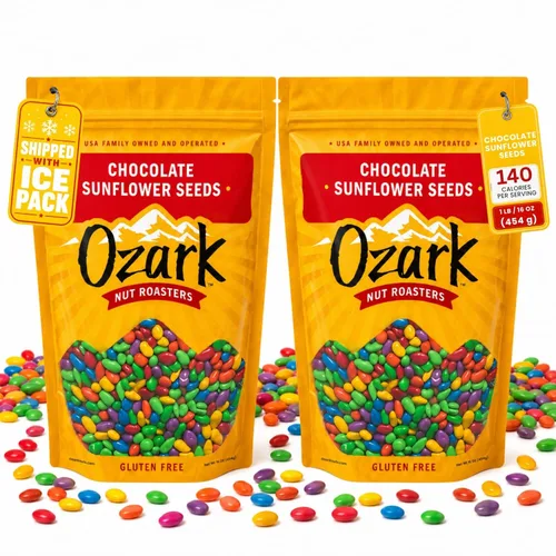Vista 9 de OZARK NUT ROASTERS: Semillas de girasol de chocolate, aperitivos cubiertos de chocolate, semillas de girasol confitadas gourmet de clase mundial
