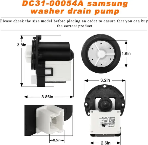 Vista 5 de Blutoget DC31-00054A 62902090 - Motor de bomba de drenaje para lavadora DC31-00016A DC31-00016A compatible con lavadora Ken-more Samsung, sustituye