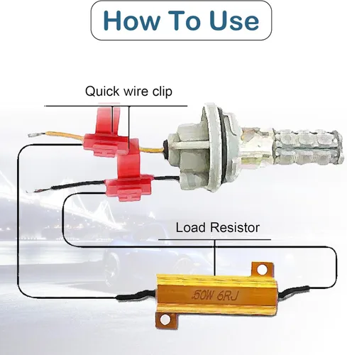 Vista 4 de ZKFAR Pack-2 Resistencias de carga de 50 W y 6 ohmios, resistencias de carga, resistencia de carcasa de aluminio, para bombilla LED fija, señal