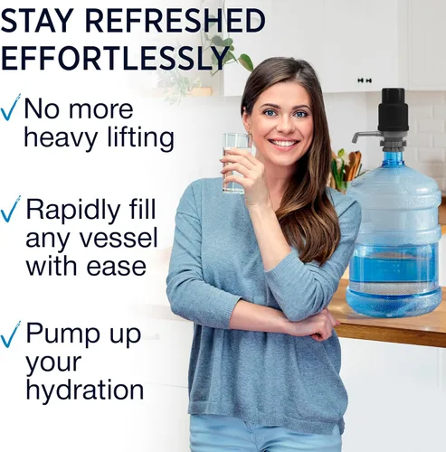 Vista 6 de Bomba de Agua Manual para Botella de 5 Galones – Ajuste Universal para Jarras con Tapa de Corona y Tapa de Rosca - Tubos Ajustables, Tapa Protectora