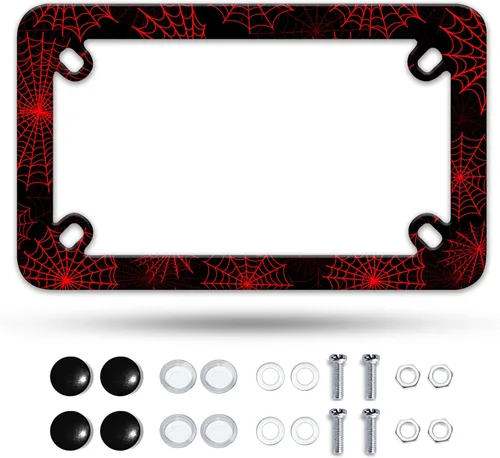 Vista 14 de Marco de matrícula de motocicleta Adventure Awaits con brújula y plumas tribales, material de acero inoxidable, divertido soporte para placa