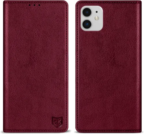 Vista 26 de ZZXX Funda tipo cartera para iPhone 11 Pro Max con bloqueo RFID, soporte de ranura para tarjetas, funda protectora de cuero magnético fuerte