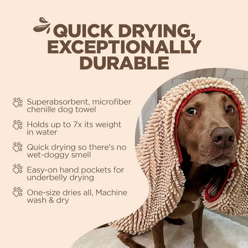 Vista 3 de Soggy Doggy Super Shammy Toalla para Perros - Toalla de Microfibra Chenille para Secar Perros y Limpiar las Patas, Secado Rápido con Bolsillos