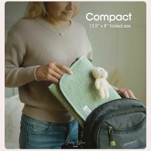 Vista 6 de J&Joo Portable Diaper Changing Pad - Ultra Soft, Extra Padded, Waterproof Baby Changer Travel Essential, EZ Access Mesh Pockets, Gift for Baby