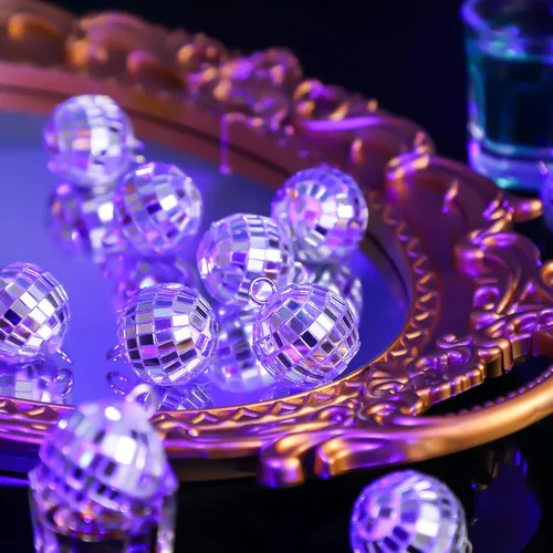 Vista 5 de MTLEE 20 piezas de decoración de bolas de discoteca de varios tamaños, decoración de fiesta, adornos de bola de discoteca, espejo pequeño grande