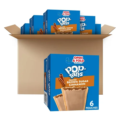 Pop-Tarts Pasteles tostadores, alimentos para el desayuno, aperitivos para niños, azúcar moreno esmerilado canela (144 tartas)