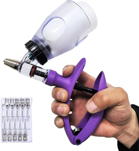 Vista 10 de Pistola de inyección para ganado de 5ML, pistola de inyección automática de recarga continua con botella ajustable, pistola de inyección
