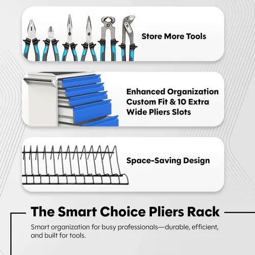 Vista 3 de Pliers Rack for Tool Drawer Storage, Holds 32 Tools, Steel Frame, Triple-Coated Vinyl, Adjustable Organizer for Toolboxes, Durable Holder for Home