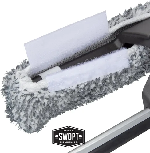 Vista 4 de SWOPT Cabezal de escobilla de goma combinada de 12 pulgadas, hoja con almohadilla de microfibra desmontable, intercambiable con todos los productos