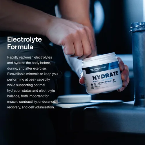 Vista 4 de Transparent Labs Hydrate - Polvo de electrolitos sin azúcar, electrolitos en polvo de hidratación con agua de coco, calcio, taurina y potasio, 40