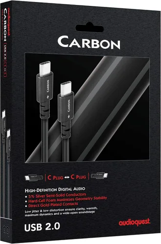 Vista 2 de AudioQuest Cable de audio de alta definición USB-C de carbono de 4.9 ft > C