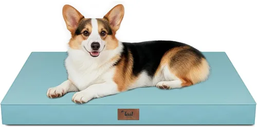 Vista 49 de Cama para perros y gatos pequeños, impermeable, para jaula de huevos, espuma ortopédica con funda Oxford lavable y extraíble, color verde Amy