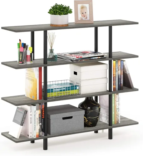 Vista 17 de Furinno Turn-N-Tube - Estantería de escalera de cubo de 4 niveles, color espresso/negro