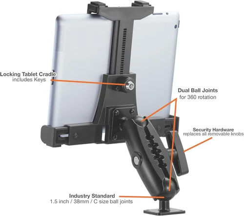 Vista 4 de iBOLT TabDock Lock'n Dock 1.496 in Bizmount – Soporte de base de taladro de bloqueo de metal industrial resistente para todas las tabletas de 7 a 10