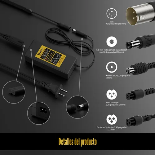 Vista 5 de Carsty Cargador de Hoverboard 42V, cargador eléctrico universal 5-en-1