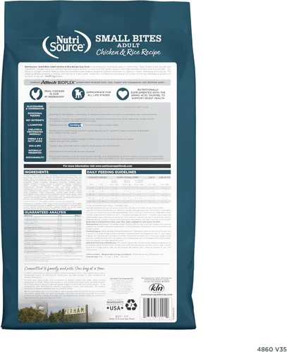 Vista 2 de NutriSource Alimento seco para perros adultos, bocados pequeños, pollo y arroz, 4 libras