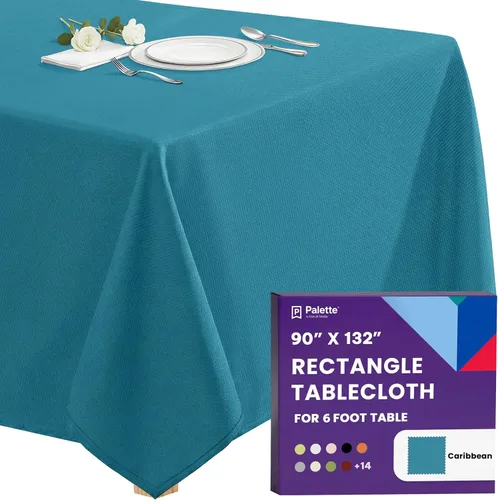 Vista 79 de Gee Di Moda - Mantel rectangular de 60 x 84 pulgadas – Mantel rectangular de poliéster lavable para mesa de 5 pies