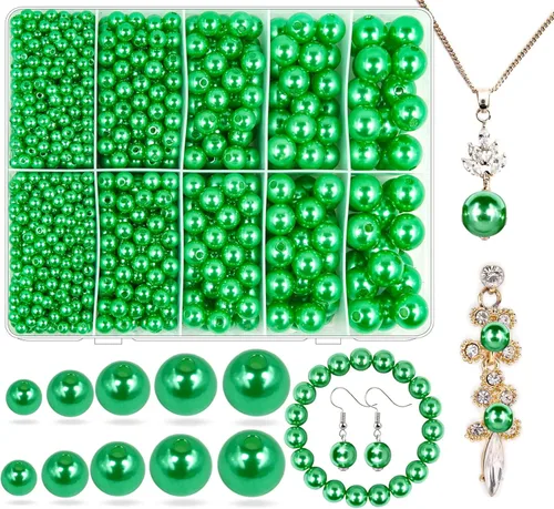 Vista 37 de Perlas de Perla Negra para Hacer Joyas, 1750 piezas de Perla Negra para Manualidades con Agujero de 4 mm 6 mm 8 mm 10 mm 12 mm Perla Espaciadora