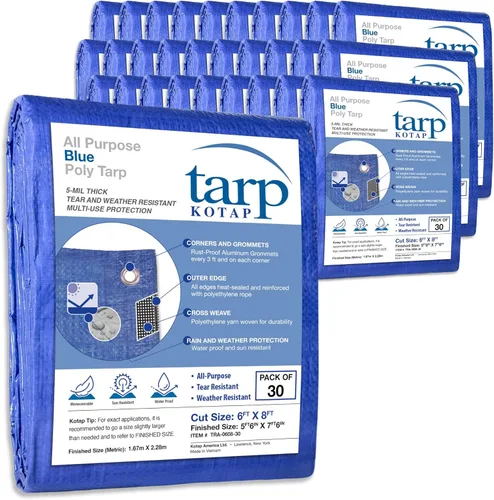 Vista 73 de Kotap - Lona de polietileno para uso general, color azul, de 5 pies x 7 pies, artículo: TRA-0507