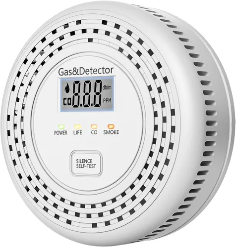 Vista 7 de Paquete de 2 detectores de humo detector de monóxido de carbono, detector combinado de humo y monóxido de carbono con pantalla, alarma de CO