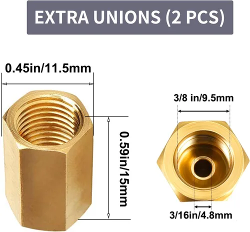 Vista 3 de MuHize Kit de Línea de Freno de Acero Inoxidable a Prueba de Óxido - Tubería de 16" 3/16" con Abocinados Dobles de Precisión y 2 Uniones Ajuste