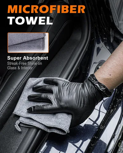 Vista 4 de Juego de 8 cepillos para detalles de automóvil, kit de limpieza interior del automóvil con plumero de salpicadero, 4 cepillos de detalles