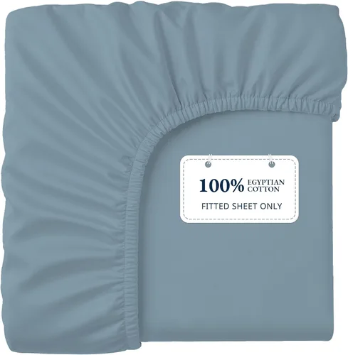 Lane Linen Sábana bajera ajustable 100% algodón egipcio tamaño individual solamente (39 x 75 + 15 pulgadas), elegante tejido satinado, ultrasuave