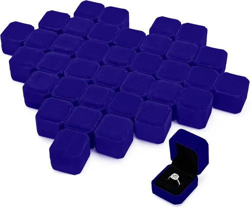 Laumoi Caja de terciopelo para anillos de 36 piezas para ceremonia de boda, cajas de joyería de compromiso, estuche de exhibición para anillos,