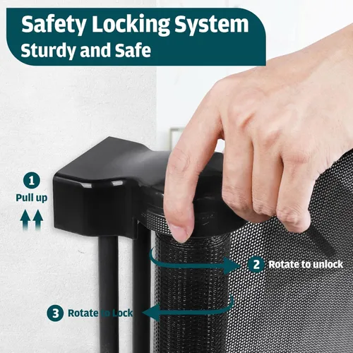 Vista 3 de Puertas retráctiles para bebés de 105 pulgadas, extra anchas retráctiles para perros, puertas extra anchas para bebés para aberturas grandes