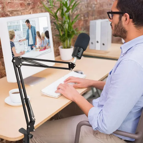 Vista 7 de Para Razer Seiren X Boom Arm, soporte de micrófono resistente con cubierta de espuma y adaptador, brazo de micrófono compatible con Blue Yeti