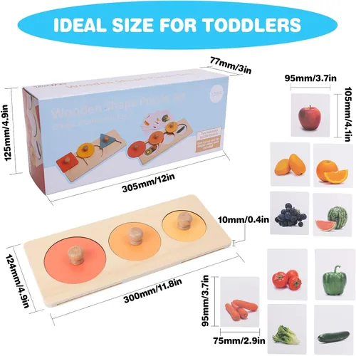 Vista 7 de Twefex Rompecabezas para bebés de 12 a 18 meses, rompecabezas Montessori de madera con múltiples formas para niños de 1 a 3 años, rompecabezas