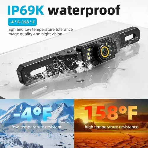 Vista 6 de Backup Camera Kit for Truck, 7 Inch HD 2K Monitor, Front and Rear View, Night Vision, IP69 Waterproof, DIY Grid Lines, for