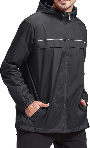 V VALANCH Mens Rain Jacket Waterproof Lightweight Windbreaker with Hood Outdoor Raincoat for Hiking Running Travel