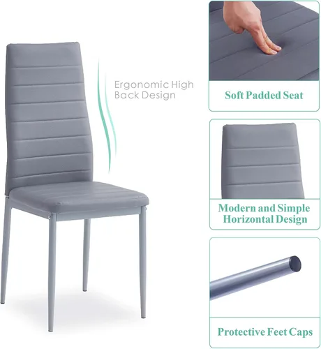 Vista 21 de Juego de comedor de 5 piezas para 4 mesas de comedor de mármol con sillas, mesa de cocina rectangular y sillas para cocina del hogar, comedor