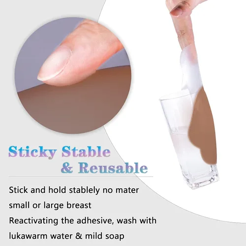 Vista 3 de Cubierta para pezón de levantamiento de senos brasier adhesivo de silicona sin tirantes de 5.1 pulgadas para mujer reutilizable, Plus Size Fits A-D