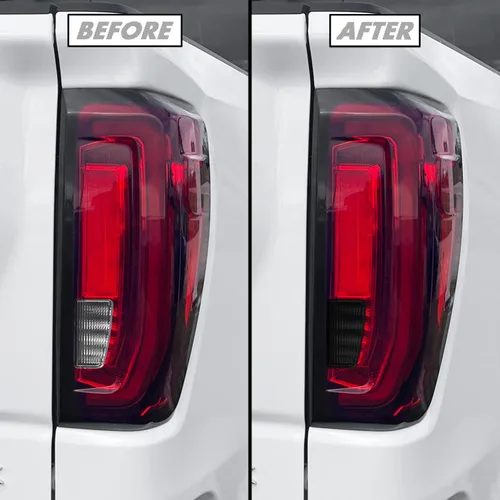 Vista 10 de SlickMod Tinte de humo de vinilo precortado para GMC Sierra 1500 2019-2023 luz trasera (LED) (20% humo oscuro, 1. luz trasera)