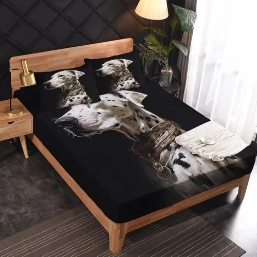 Vista 2 de Dalmatian Sheets - Juego de sábanas de tamaño individual, sábanas de microfibra suave y bolsillo profundo, sábanas y fundas de almohada estampadas