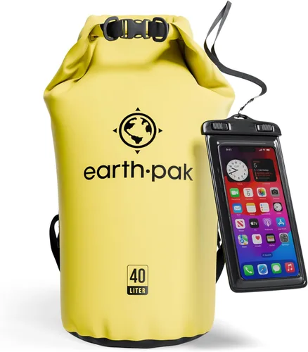 Vista 21 de Earth Pak Bolsa Seca Impermeable - Mochila Impermeable de Cierre Enrollable Superior Mantiene el Equipo Seco para Kayak con Funda Impermeable