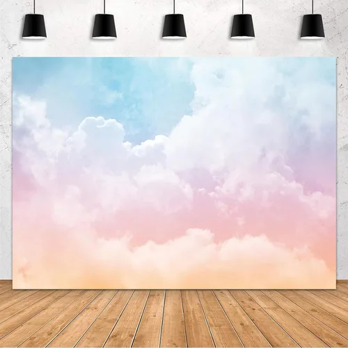 MEHOFOND Telón de fondo de nube arcoíris de 5 x 3 pies para decoración de fiesta de cumpleaños, decoración de fiesta de cumpleaños de niña de cielo