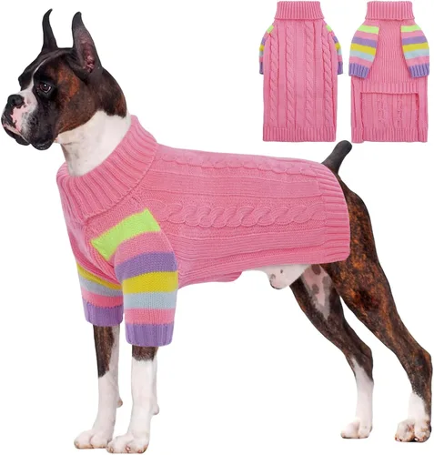 Vista 20 de Suéteres XXL elásticos para perros, suéter de punto de cuello alto para perros extra grandes, suéteres para perros de tamaño grande, suéter cálido