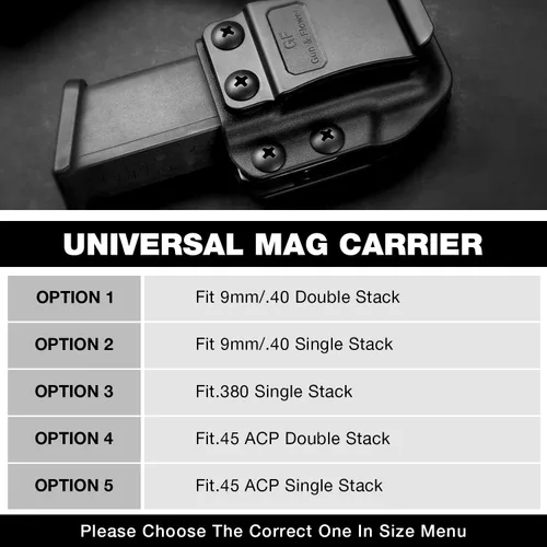 Vista 2 de Universal Magazine Holster for Glock, Sig Sauer, M&P, Springfield, 1911, Taurus – IWB/OWB Mag Carrier Fit 9mm/.40/.45ACP/.380 Double & Single