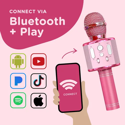 Vista 2 de Move2Play, Micrófono de karaoke para niños Incluye pegatinas y Bluetooth Regalo de cumpleaños para niños Juguete para todas las edades 2, 3