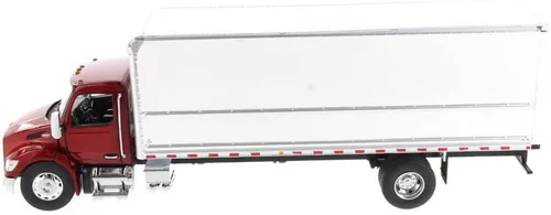 Vista 8 de Diecast Masters Modelo Peterbilt 536 a escala 1:32 con carrocería de camioneta de firma suprema Serie Tranport Cabina roja y cuerpo blanco