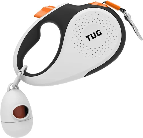 Vista 10 de TUG Correa retráctil para perro de 360° sin enredos con dispensador de bolsas de basura (pequeña, azul)